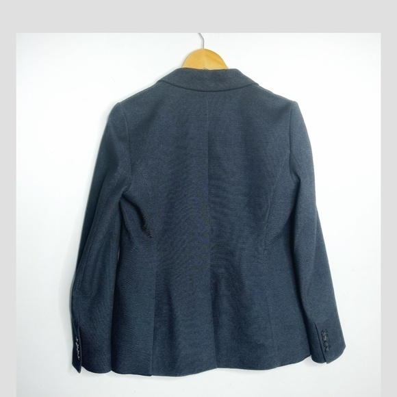 Ann Taylor Blazer Jacket Charcoal Grey Zip Pockets Silver Hardware Notch Collar - Picture 2 of 11